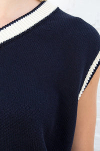 Agnes Cotton Trimming Sweater Vest