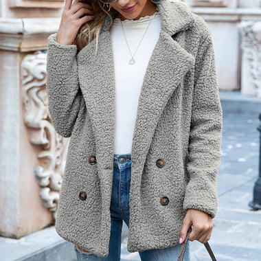 2020 New Loose  Artificial Fur Jacket With Lapel (45% Off)