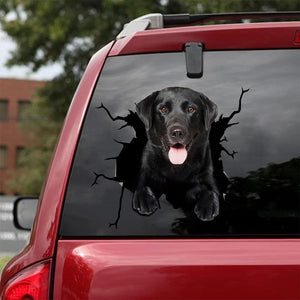 Black Labrador Retriever Crack Car Sticker, Toilet Sticker, Fridge Sticker 3