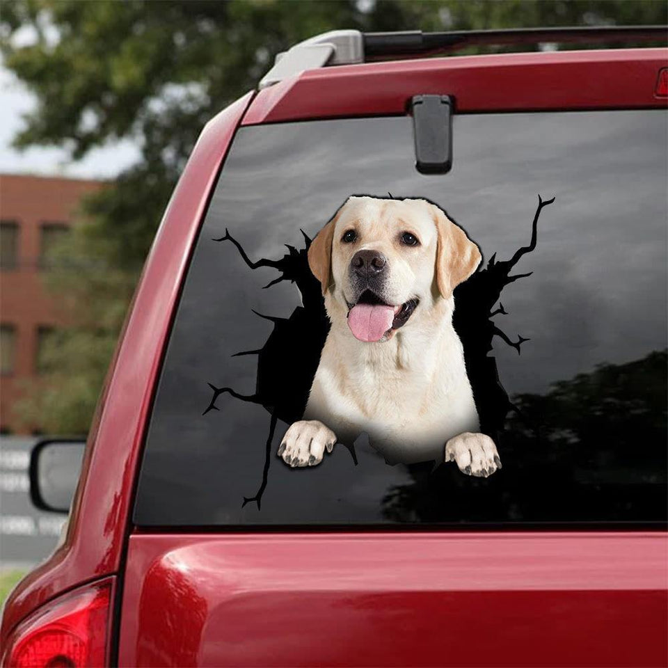 Labrador Retriever Crack Car Sticker, Toilet Sticker, Fridge Sticker 2